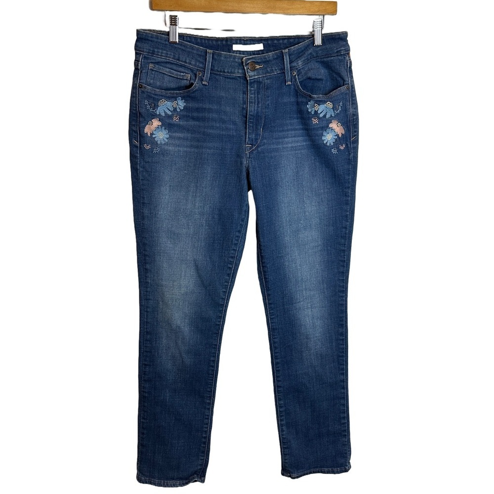 Levi's Floral Embroidered Mid-rise Jeans 32